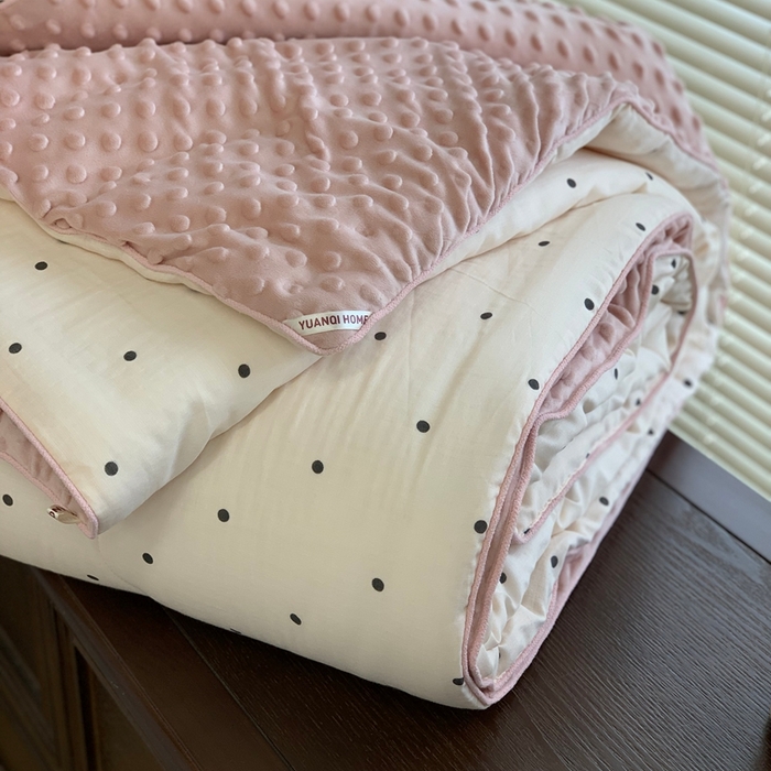 91家纺网 家纺一手货源 找家纺 源启生活 2025新款豆豆被 粉赫本