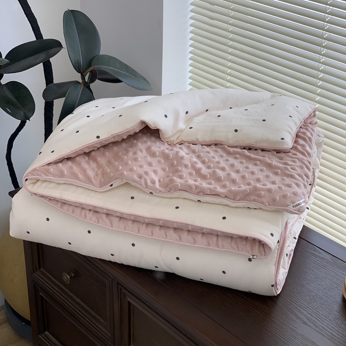 91家纺网 家纺一手货源 找家纺 源启生活 2025新款豆豆被 粉赫本