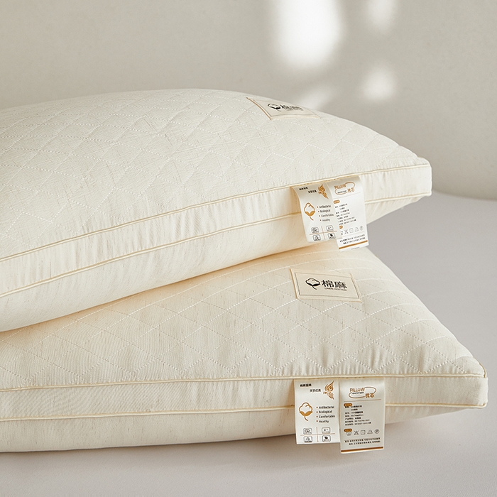 91家纺网 家纺一手货源 找家纺 云熙枕业 2026新款原生棉麻护颈枕芯枕头 灰色