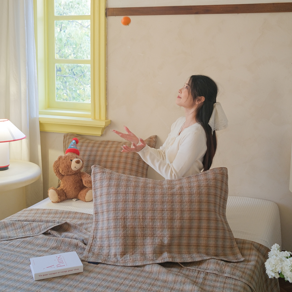 91家纺网 家纺一手货源 找家纺 沐瑟家纺 2026新款全棉四层纱布无印枕巾 芸柚-卡其