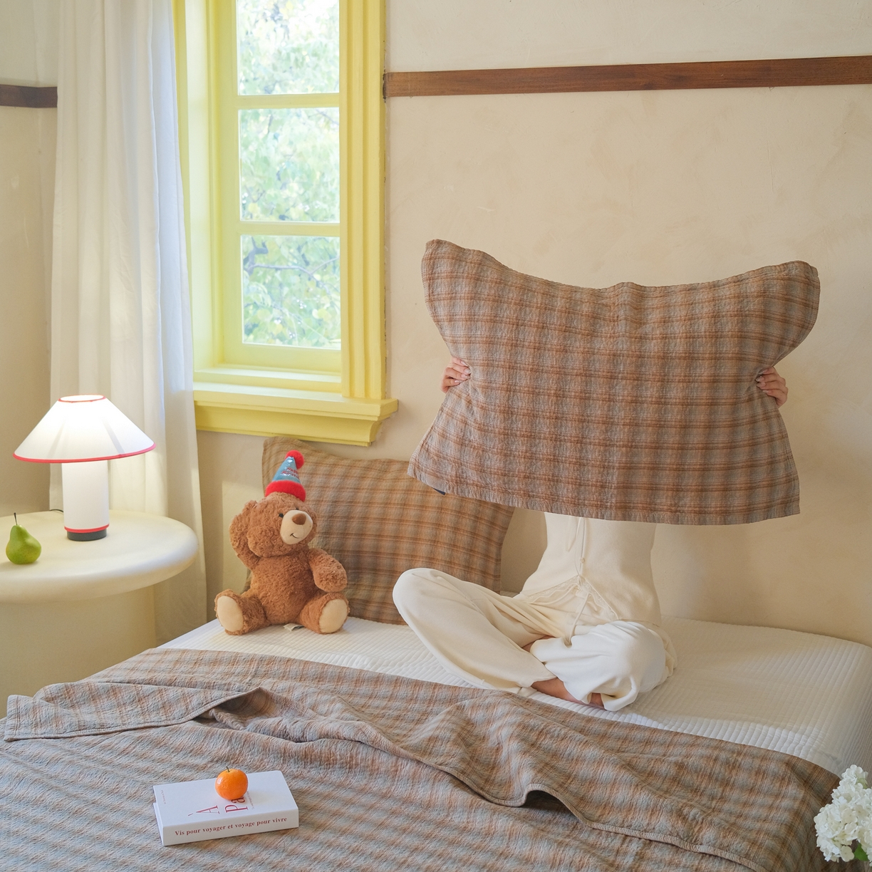 91家纺网 家纺一手货源 找家纺 沐瑟家纺 2026新款全棉四层纱布无印枕巾 芸柚-卡其