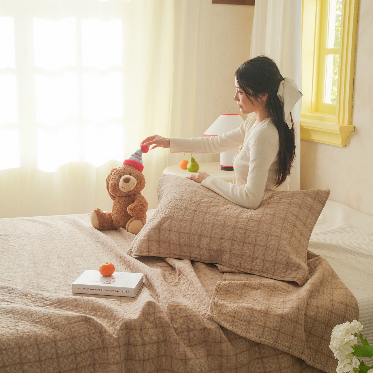 91家纺网 家纺一手货源 找家纺 沐瑟家纺 2026新款全棉四层纱布无印枕巾 芸柚-浅咖