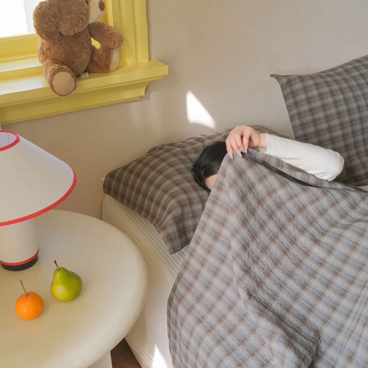 91家纺网 家纺一手货源 找家纺 沐瑟家纺 2026新款全棉四层纱布无印枕巾 芸柚-深灰