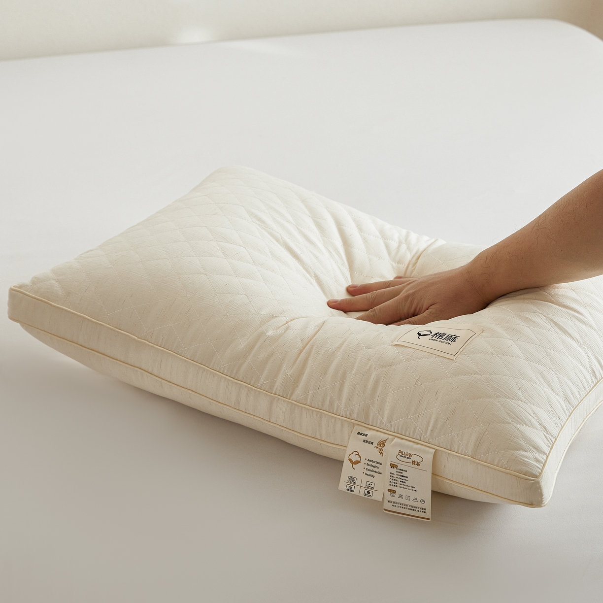 91家纺网 家纺一手货源 找家纺 （总）云熙枕业 2026新款原生棉麻护颈枕芯枕头