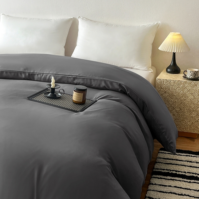 91家纺网 家纺一手货源 找家纺 恬澳家纺 2025新款纯色亲肤四件套-极简 极简-暗灰色