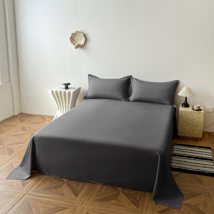 91家纺网 家纺一手货源 找家纺 恬澳家纺 2025新款纯色亲肤四件套-极简 极简-暗灰色