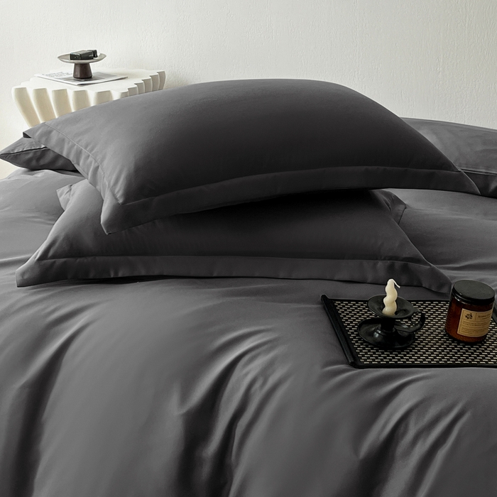 91家纺网 家纺一手货源 找家纺 恬澳家纺 2025新款纯色亲肤四件套-极简 极简-暗灰色