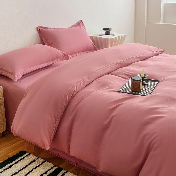 91家纺网 家纺一手货源 找家纺 恬澳家纺 2025新款纯色亲肤四件套-极简 极简-玫瑰粉