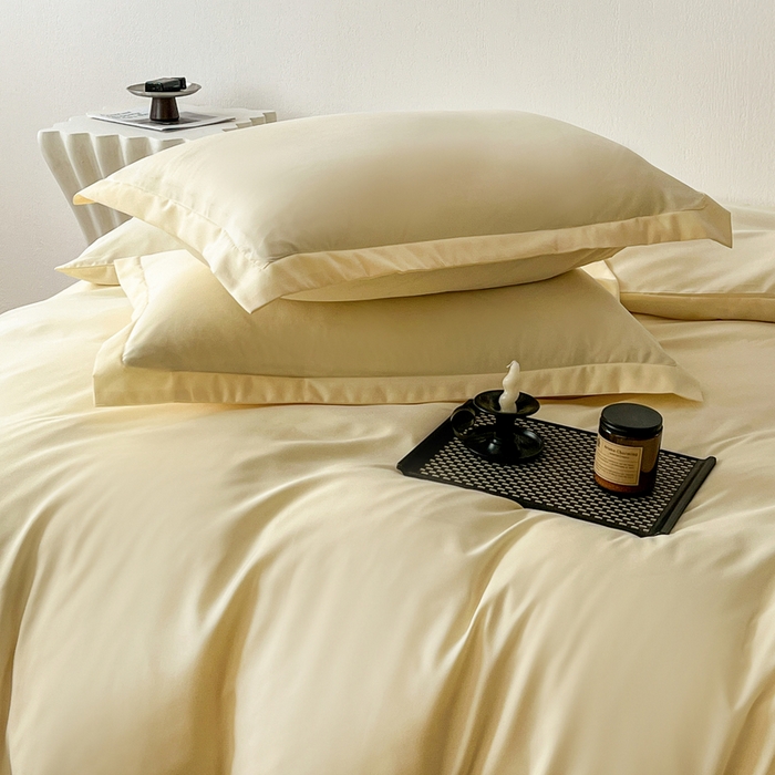 91家纺网 家纺一手货源 找家纺 恬澳家纺 2025新款纯色亲肤四件套-极简 极简-柠檬黄