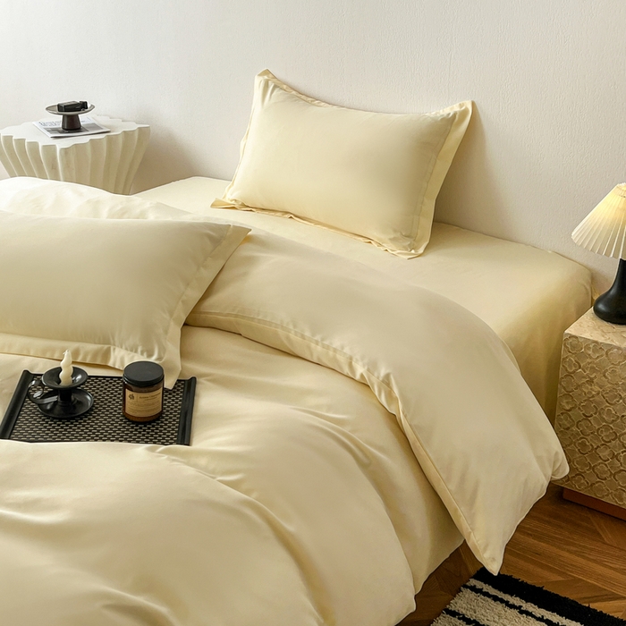 91家纺网 家纺一手货源 找家纺 恬澳家纺 2025新款纯色亲肤四件套-极简 极简-柠檬黄