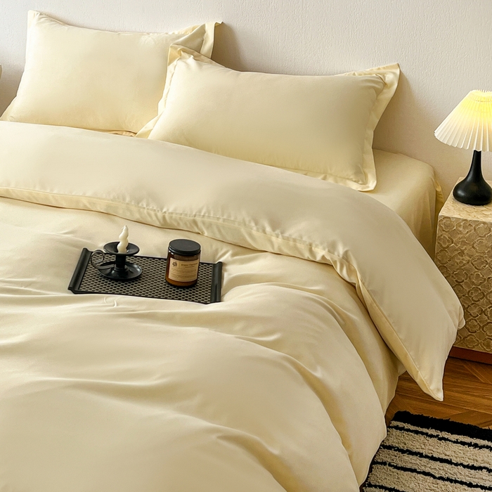 91家纺网 家纺一手货源 找家纺 恬澳家纺 2025新款纯色亲肤四件套-极简 极简-柠檬黄