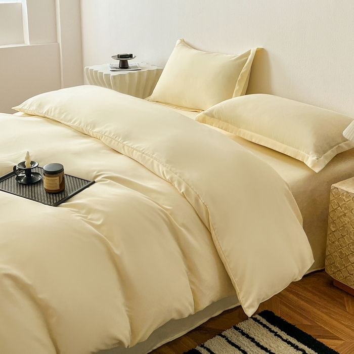 91家纺网 家纺一手货源 找家纺 恬澳家纺 2025新款纯色亲肤四件套-极简 极简-柠檬黄