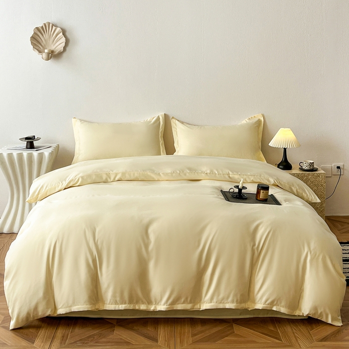 91家纺网 家纺一手货源 找家纺 恬澳家纺 2025新款纯色亲肤四件套-极简 极简-柠檬黄