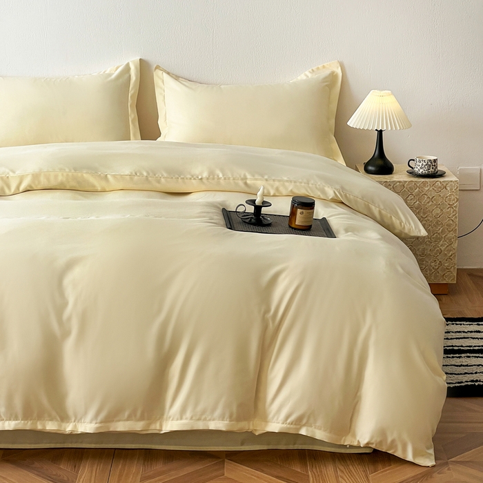 91家纺网 家纺一手货源 找家纺 恬澳家纺 2025新款纯色亲肤四件套-极简 极简-柠檬黄