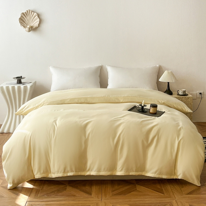 91家纺网 家纺一手货源 找家纺 恬澳家纺 2025新款纯色亲肤四件套-极简 极简-柠檬黄