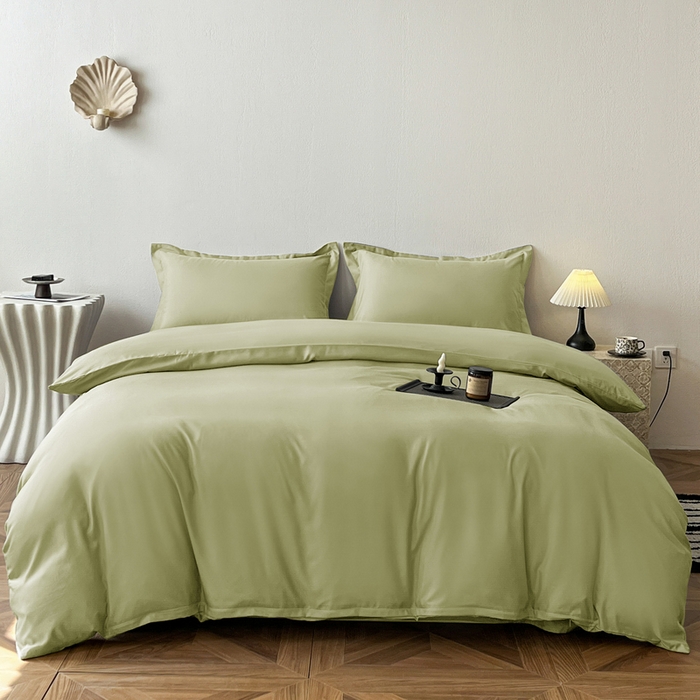 91家纺网 家纺一手货源 找家纺 恬澳家纺 2025新款纯色亲肤四件套-极简 极简-苹果绿