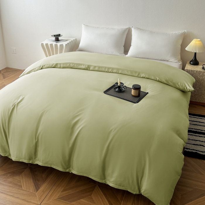 91家纺网 家纺一手货源 找家纺 恬澳家纺 2025新款纯色亲肤四件套-极简 极简-苹果绿