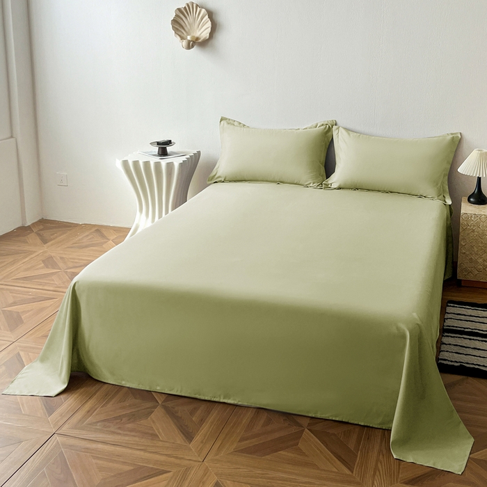 91家纺网 家纺一手货源 找家纺 恬澳家纺 2025新款纯色亲肤四件套-极简 极简-苹果绿