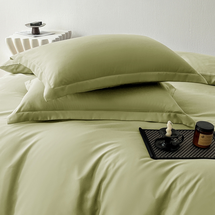 91家纺网 家纺一手货源 找家纺 恬澳家纺 2025新款纯色亲肤四件套-极简 极简-苹果绿