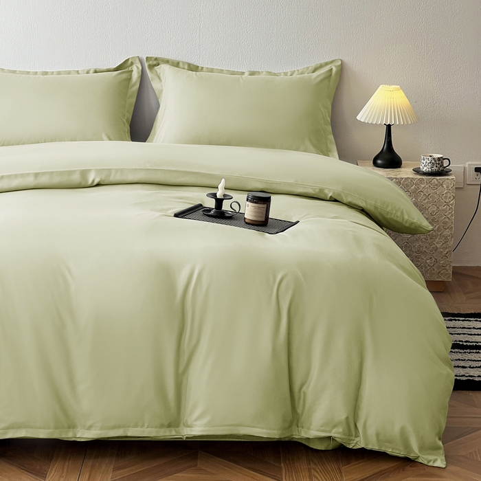 91家纺网 家纺一手货源 找家纺 恬澳家纺 2025新款纯色亲肤四件套-极简 极简-苹果绿