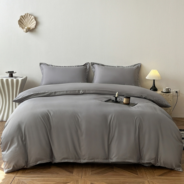 91家纺网 家纺一手货源 找家纺 恬澳家纺 2025新款纯色亲肤四件套-极简 极简-铅灰色