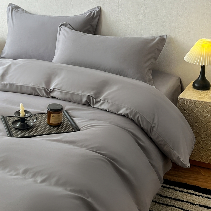 91家纺网 家纺一手货源 找家纺 恬澳家纺 2025新款纯色亲肤四件套-极简 极简-铅灰色