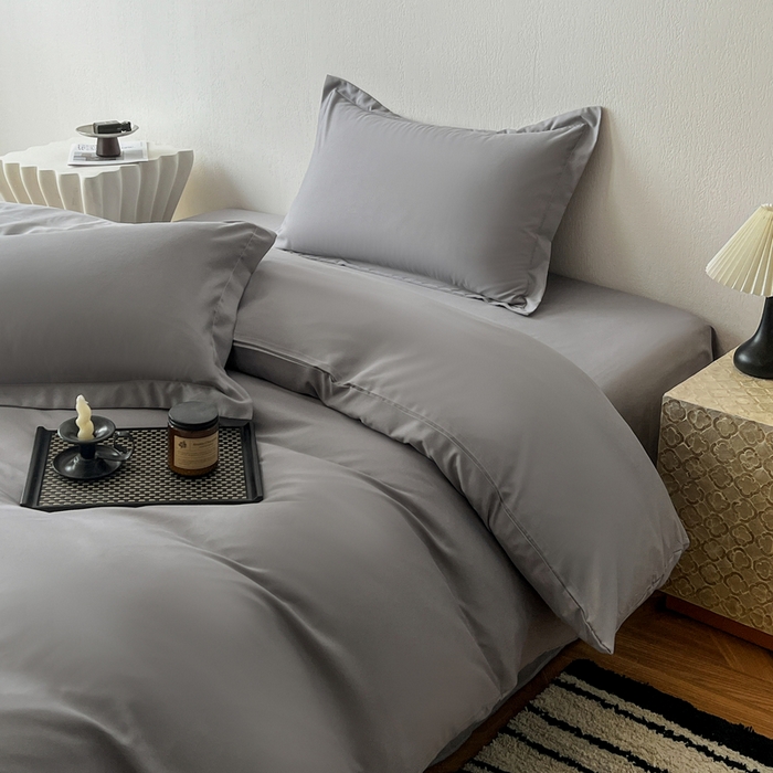 91家纺网 家纺一手货源 找家纺 恬澳家纺 2025新款纯色亲肤四件套-极简 极简-铅灰色