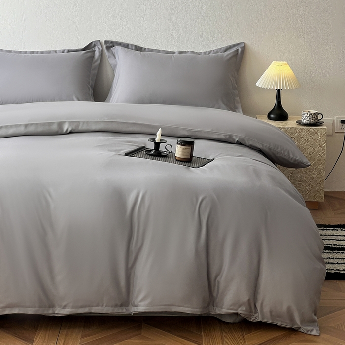 91家纺网 家纺一手货源 找家纺 恬澳家纺 2025新款纯色亲肤四件套-极简 极简-铅灰色