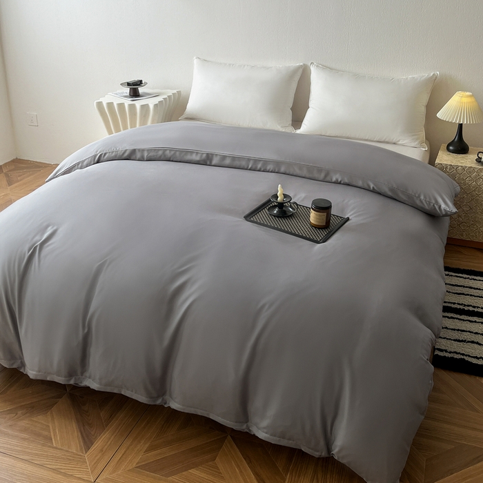 91家纺网 家纺一手货源 找家纺 恬澳家纺 2025新款纯色亲肤四件套-极简 极简-铅灰色