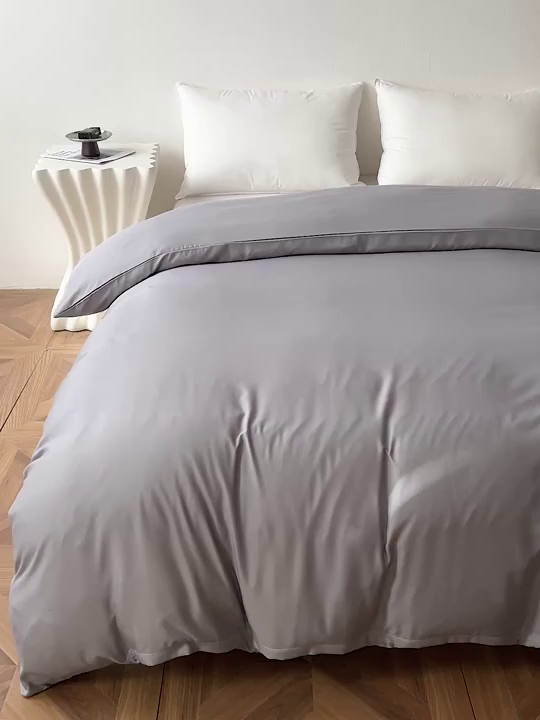 91家纺网 家纺一手货源 找家纺 恬澳家纺 2025新款纯色亲肤四件套-极简 极简-铅灰色