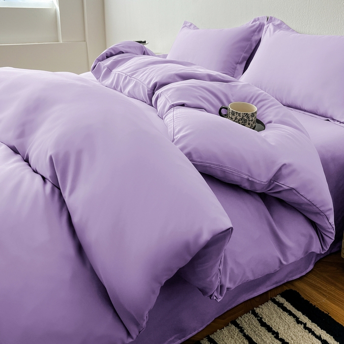 91家纺网 家纺一手货源 找家纺 恬澳家纺 2025新款纯色亲肤四件套-极简 极简-水晶紫