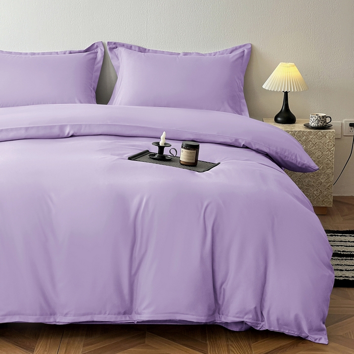 91家纺网 家纺一手货源 找家纺 恬澳家纺 2025新款纯色亲肤四件套-极简 极简-水晶紫