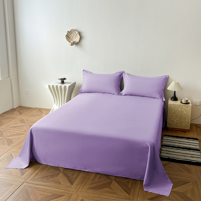 91家纺网 家纺一手货源 找家纺 恬澳家纺 2025新款纯色亲肤四件套-极简 极简-水晶紫