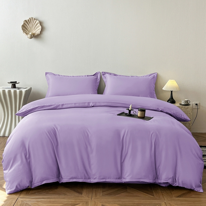 91家纺网 家纺一手货源 找家纺 恬澳家纺 2025新款纯色亲肤四件套-极简 极简-水晶紫