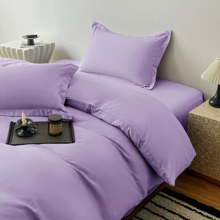 91家纺网 家纺一手货源 找家纺 恬澳家纺 2025新款纯色亲肤四件套-极简 极简-水晶紫