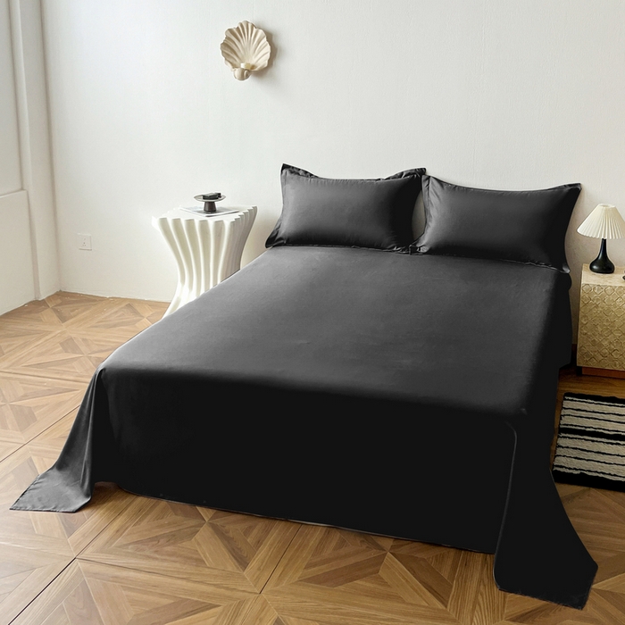 91家纺网 家纺一手货源 找家纺 恬澳家纺 2025新款纯色亲肤四件套-极简 极简-碳黑色