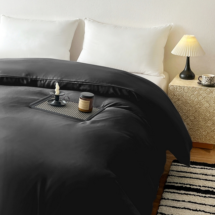 91家纺网 家纺一手货源 找家纺 恬澳家纺 2025新款纯色亲肤四件套-极简 极简-碳黑色