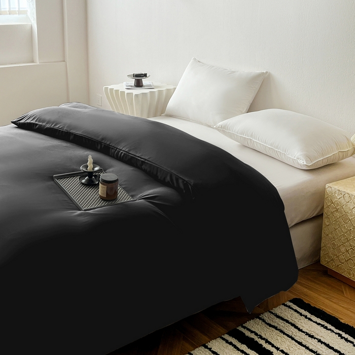 91家纺网 家纺一手货源 找家纺 恬澳家纺 2025新款纯色亲肤四件套-极简 极简-碳黑色