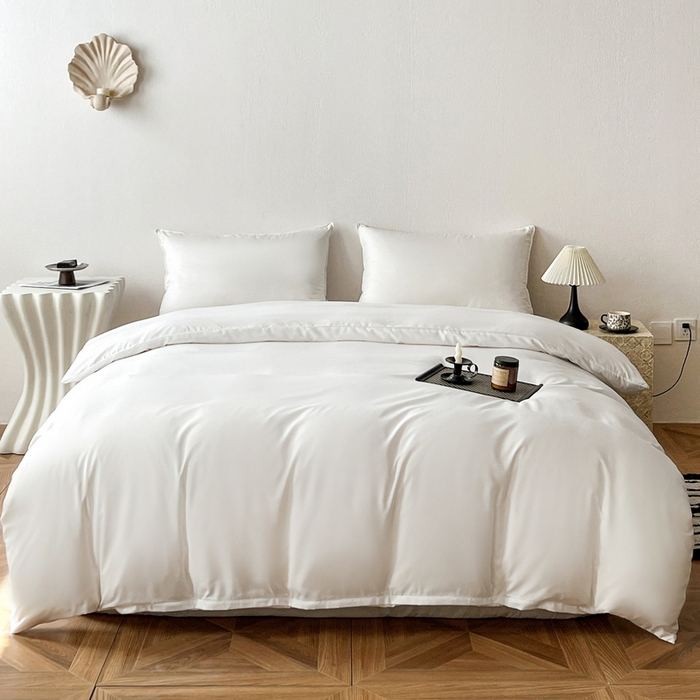 91家纺网 家纺一手货源 找家纺 恬澳家纺 2025新款纯色亲肤四件套-极简 极简-象牙白