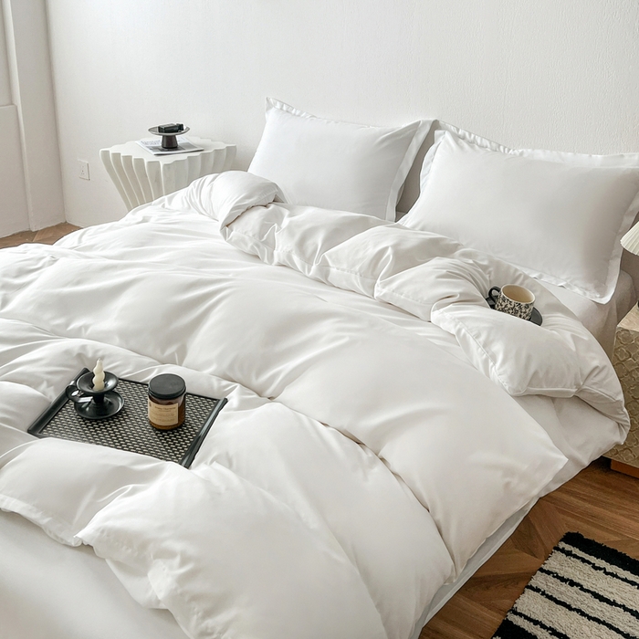 91家纺网 家纺一手货源 找家纺 恬澳家纺 2025新款纯色亲肤四件套-极简 极简-象牙白