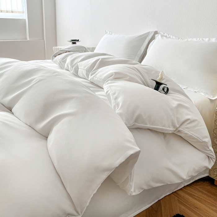 91家纺网 家纺一手货源 找家纺 恬澳家纺 2025新款纯色亲肤四件套-极简 极简-象牙白