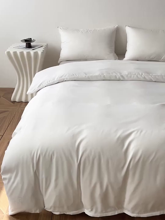 91家纺网 家纺一手货源 找家纺 恬澳家纺 2025新款纯色亲肤四件套-极简 极简-象牙白