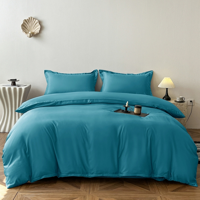 91家纺网 家纺一手货源 找家纺 恬澳家纺 2025新款纯色亲肤四件套-极简 极简-月光蓝