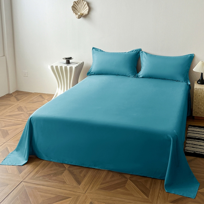 91家纺网 家纺一手货源 找家纺 恬澳家纺 2025新款纯色亲肤四件套-极简 极简-月光蓝