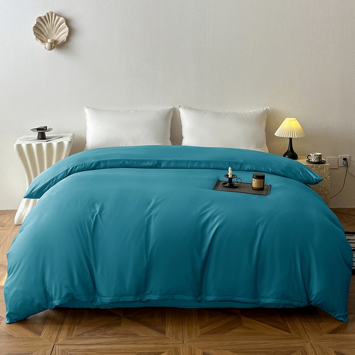 91家纺网 家纺一手货源 找家纺 恬澳家纺 2025新款纯色亲肤四件套-极简 极简-月光蓝