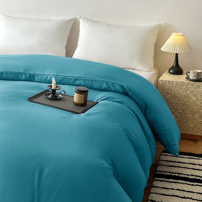 91家纺网 家纺一手货源 找家纺 恬澳家纺 2025新款纯色亲肤四件套-极简 极简-月光蓝