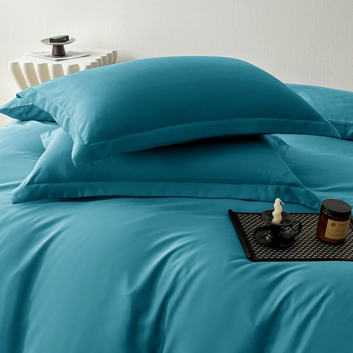 91家纺网 家纺一手货源 找家纺 恬澳家纺 2025新款纯色亲肤四件套-极简 极简-月光蓝