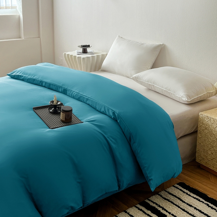 91家纺网 家纺一手货源 找家纺 恬澳家纺 2025新款纯色亲肤四件套-极简 极简-月光蓝