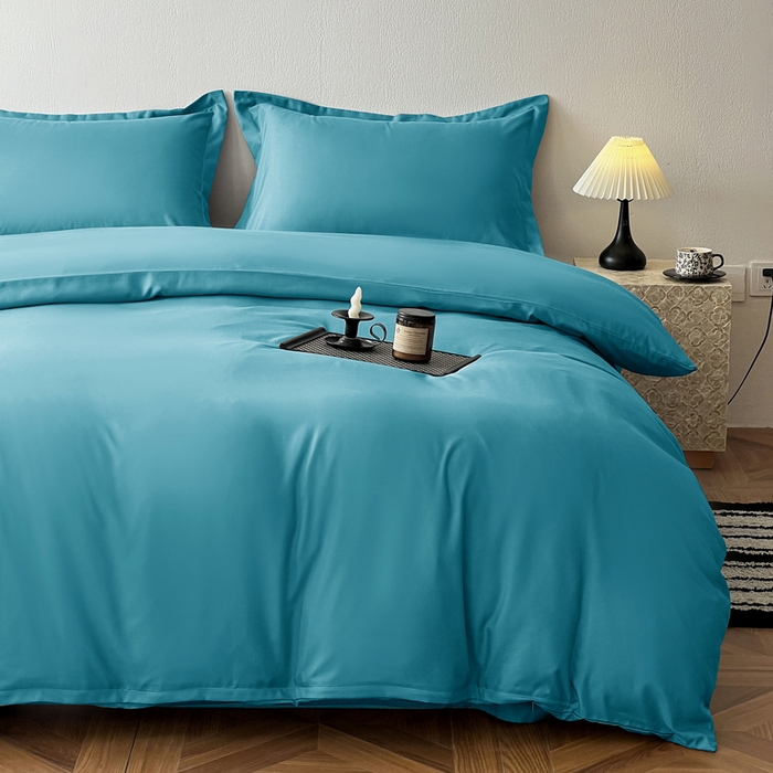 91家纺网 家纺一手货源 找家纺 恬澳家纺 2025新款纯色亲肤四件套-极简 极简-月光蓝