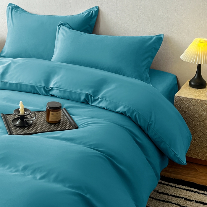 91家纺网 家纺一手货源 找家纺 恬澳家纺 2025新款纯色亲肤四件套-极简 极简-月光蓝